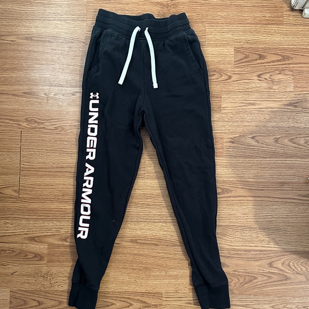 Under Armour Kids Black Sweatpants with White Accents
